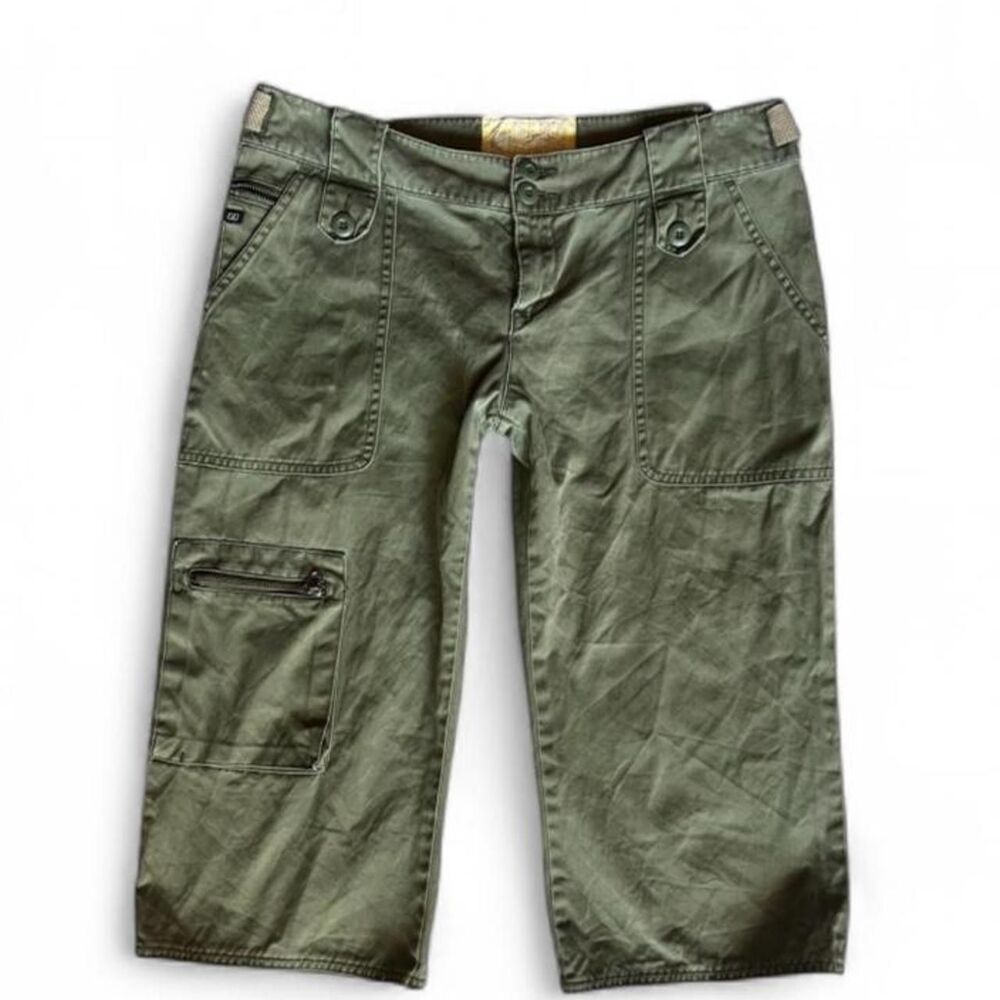 RARE vintage Y2K Miss Sixty low rise army green cargo 100% cotton capri pant 31"
